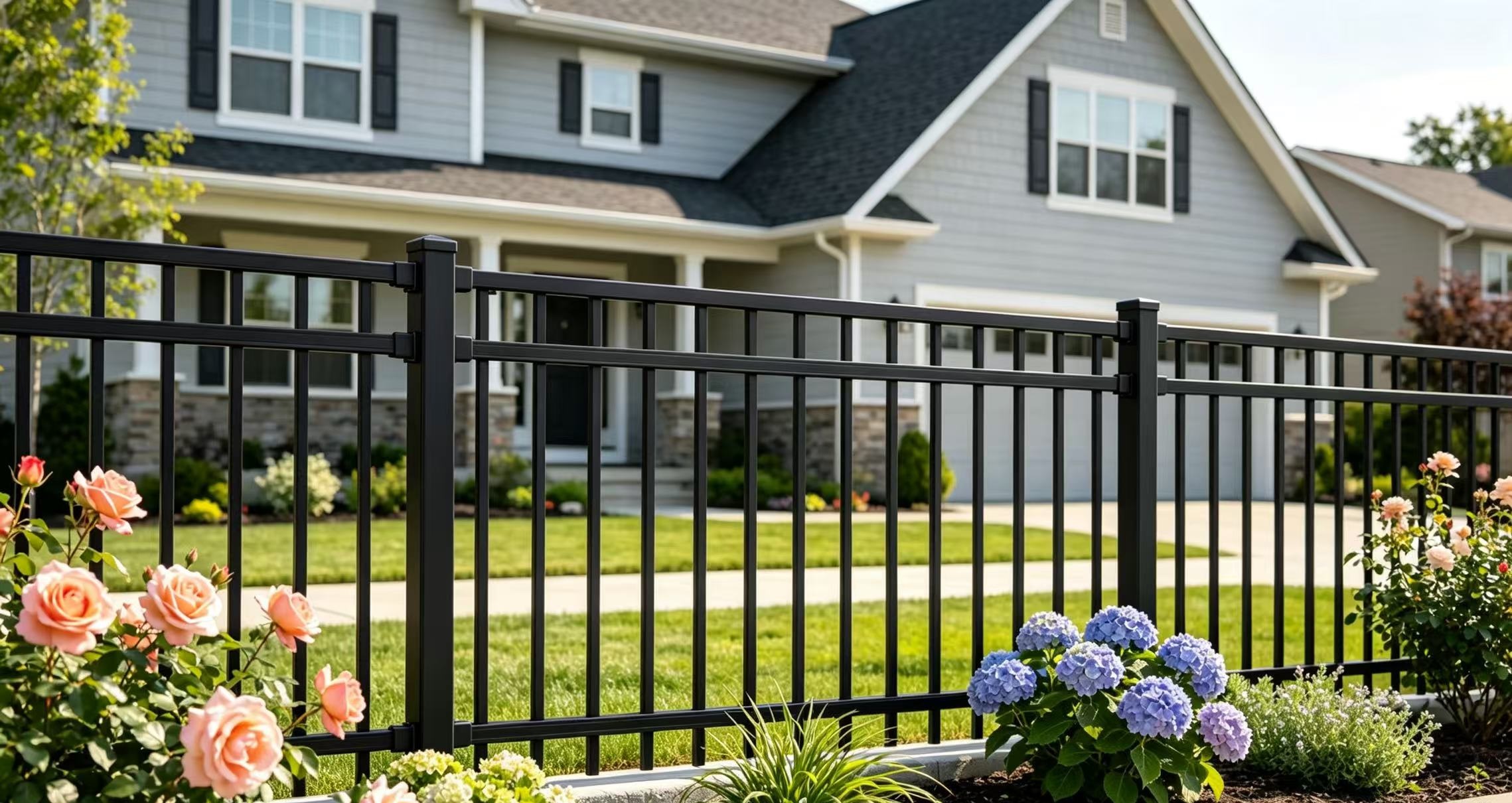 Black aluminum fence banner
